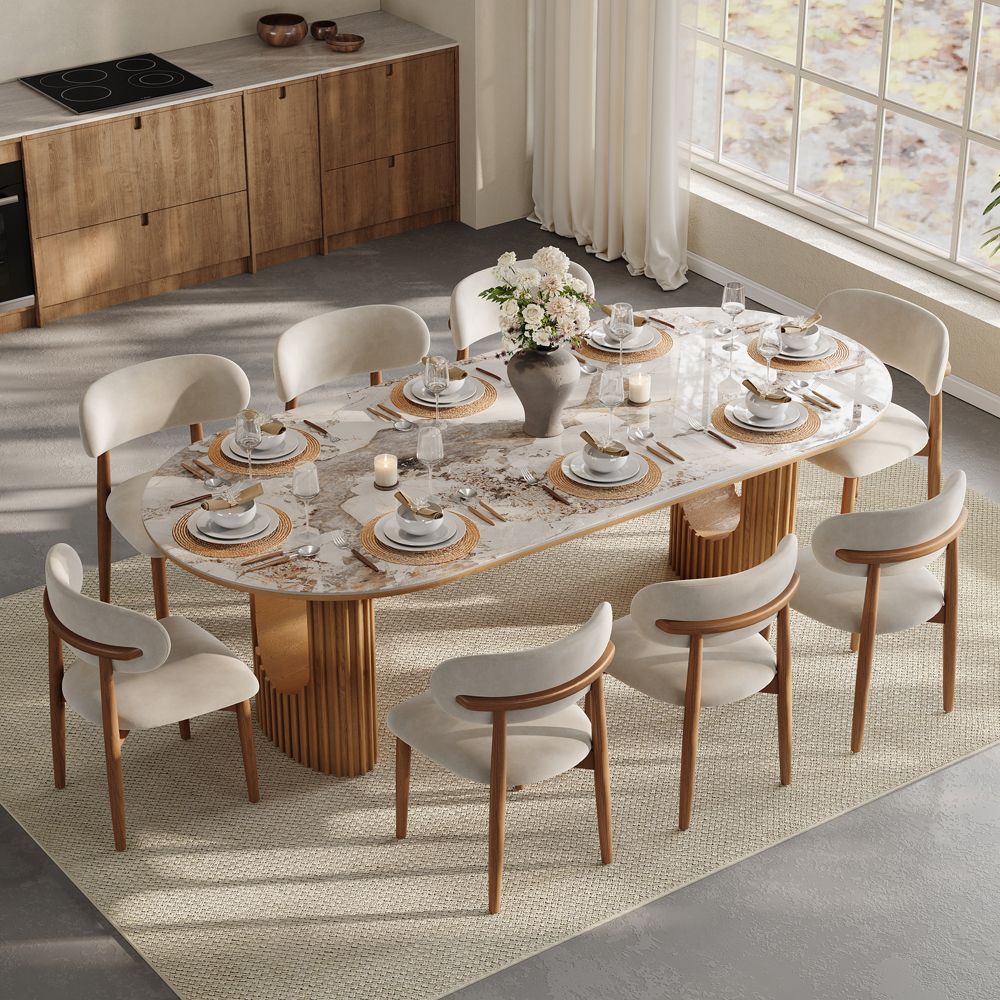 Wood Pandora & Walnut Glossy Sintered Stone & MDF Dining Tables