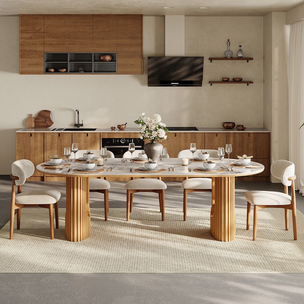 Pandora & Walnut Glossy Sintered Stone & MDF Dining Tables