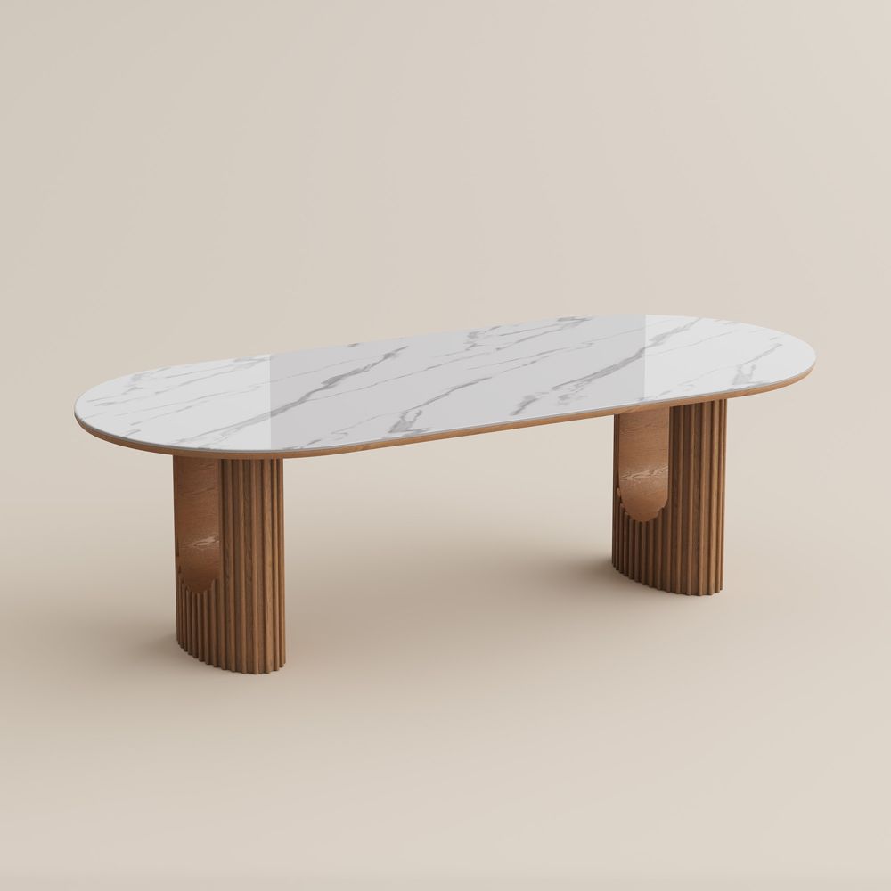 Sintered Stone White Glossy Sintered Stone Dining Tables