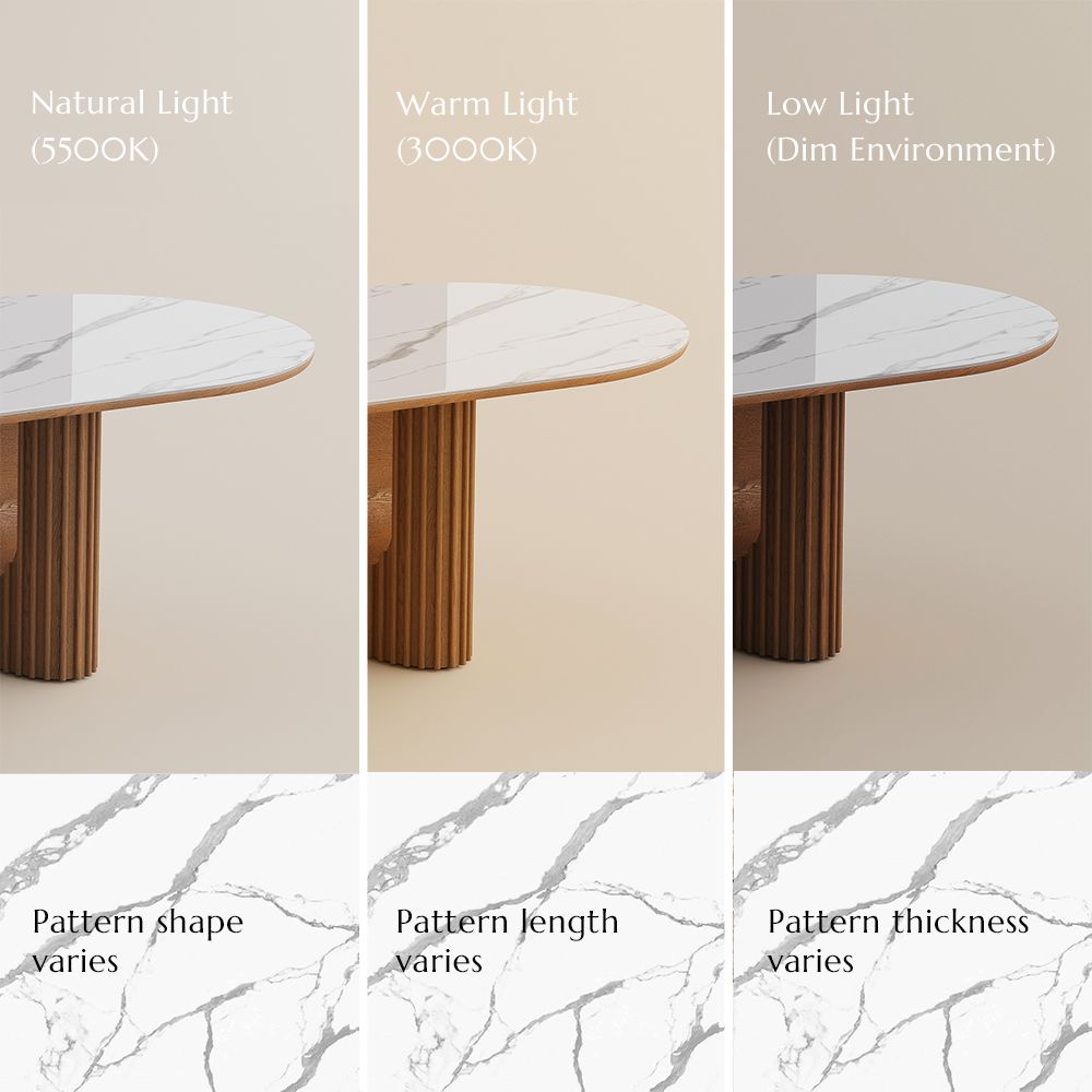 Seats 8 White & Walnut Glossy Sintered Stone & MDF Dining Tables