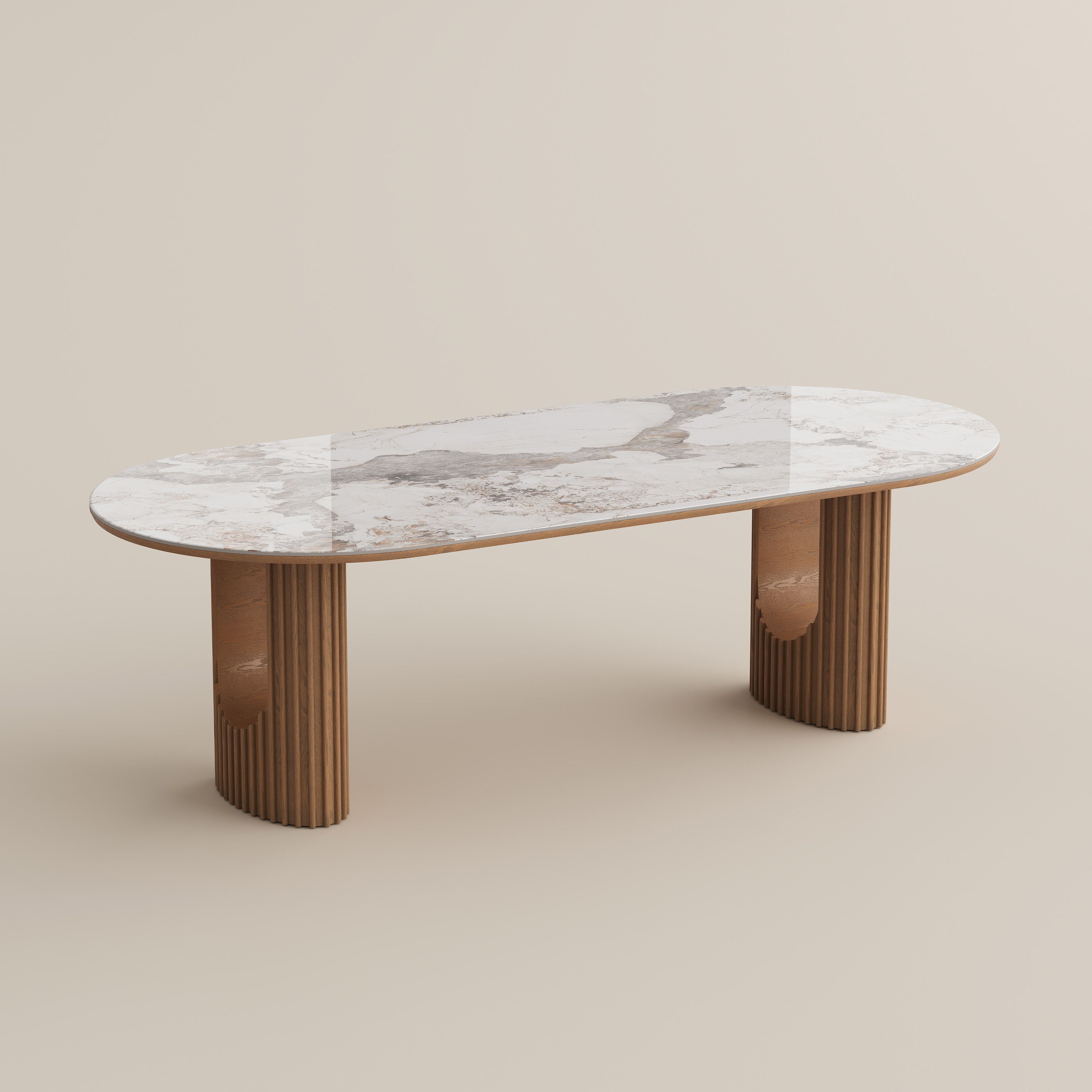 Partial Assembly Required Pandora & Walnut Glossy Sintered Stone & MDF Dining Tables