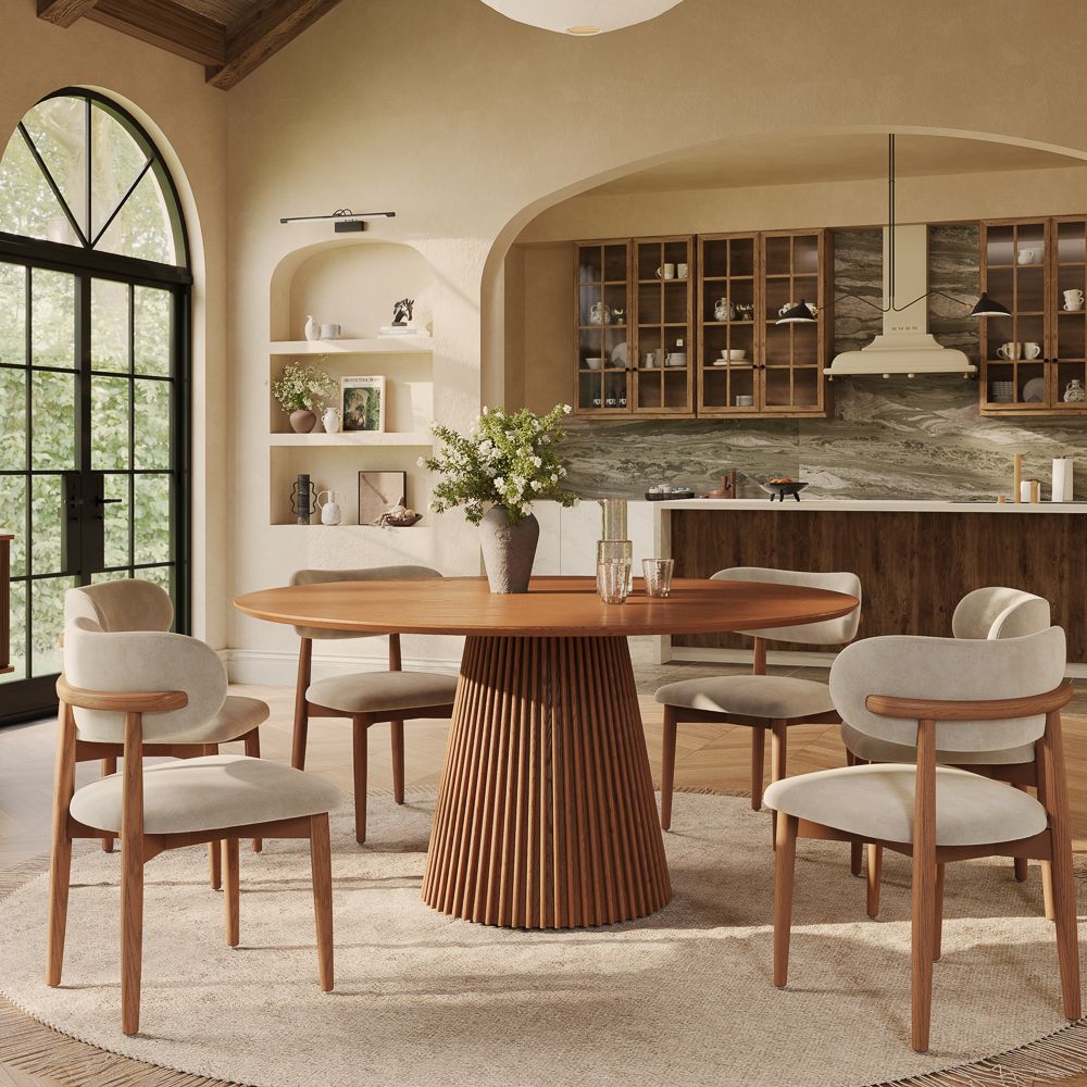 MDF Walnut Color Plywood + Ash veneer Dining Tables