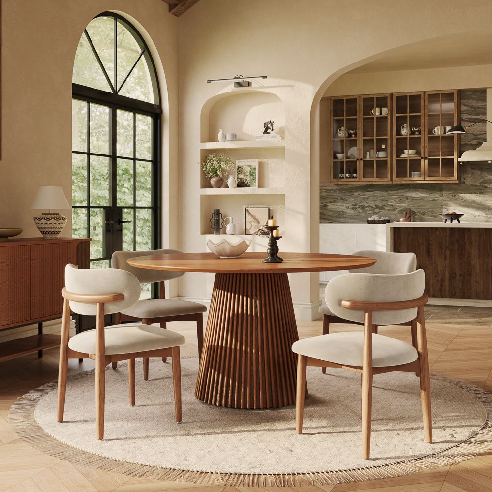 for 6 Walnut Color Plywood + Ash veneer Dining Tables