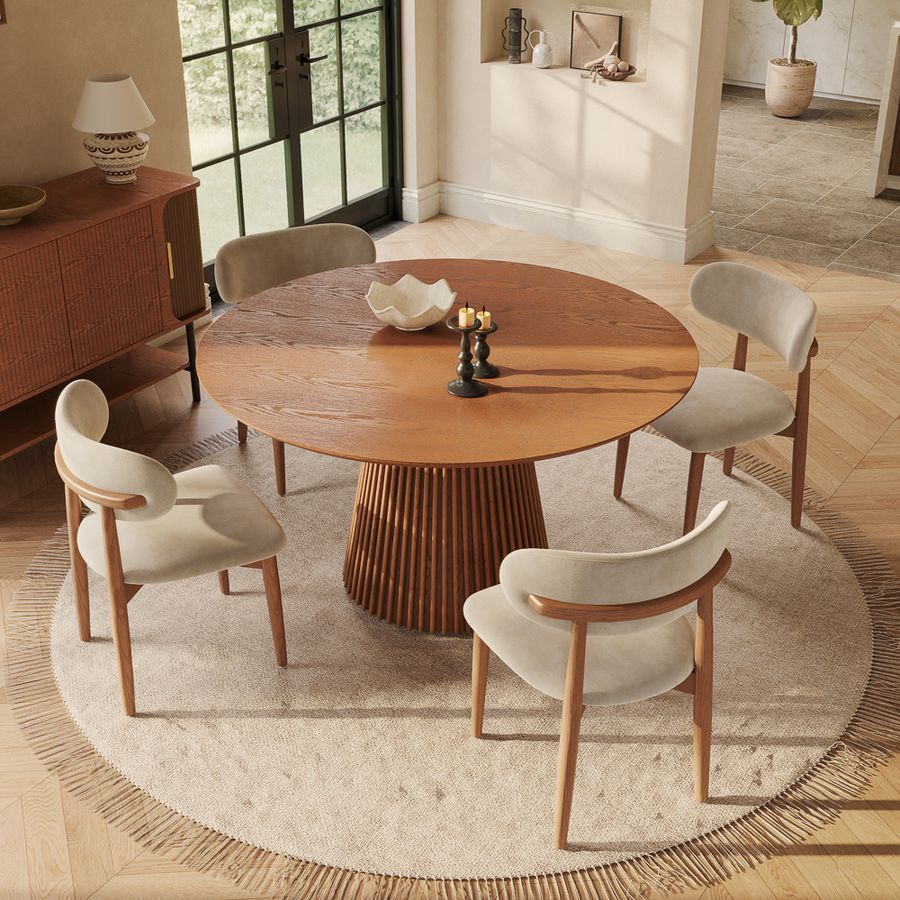Nordic Style Walnut Color Plywood + Ash veneer Dining Tables
