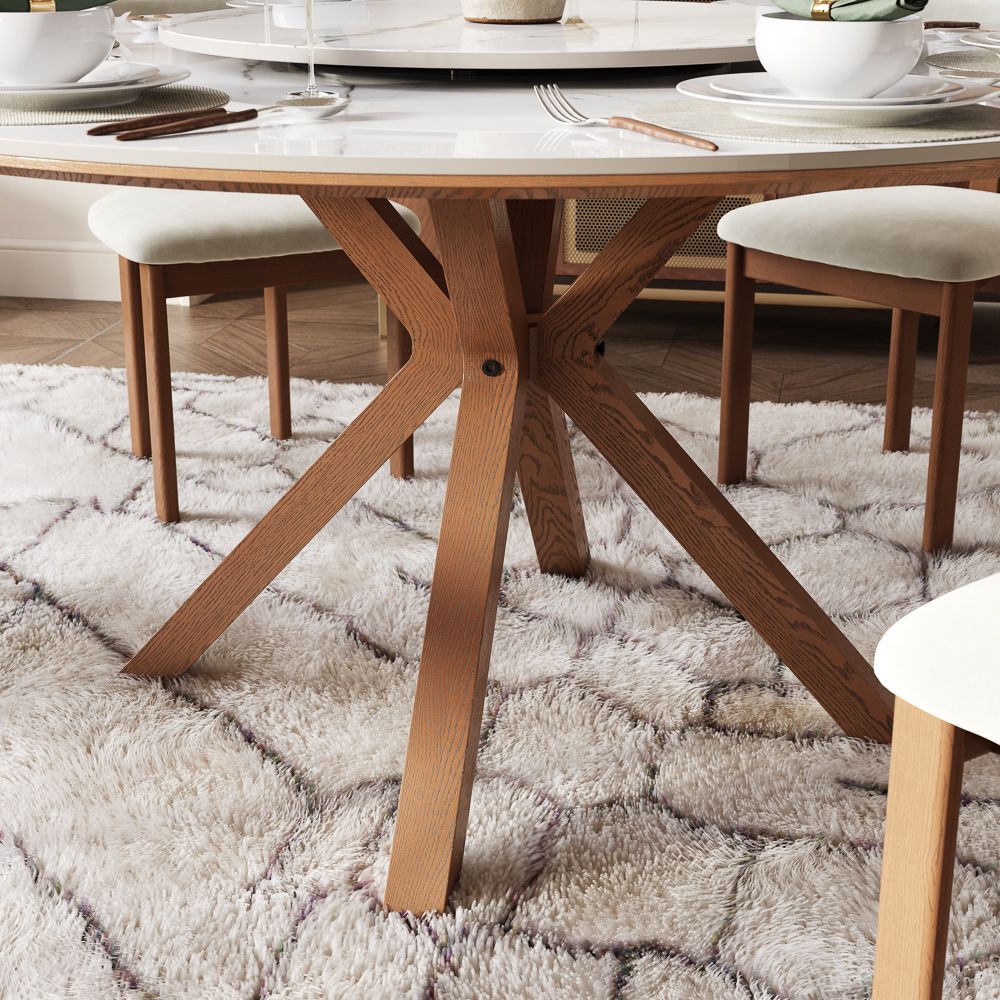 Sintered Stone White Glossy Sintered Stone Dining Room Set