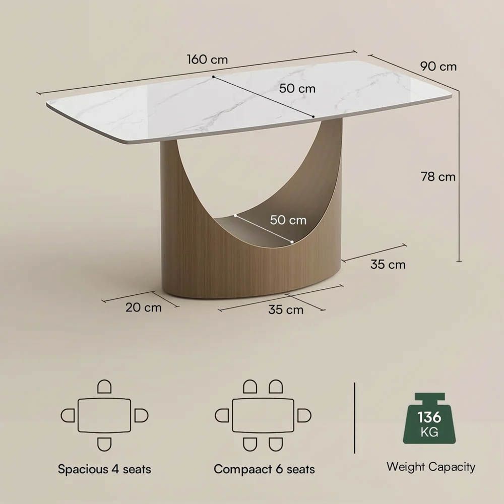 Glossy Sintered Stone Glossy White Sintered Stone Dining Tables