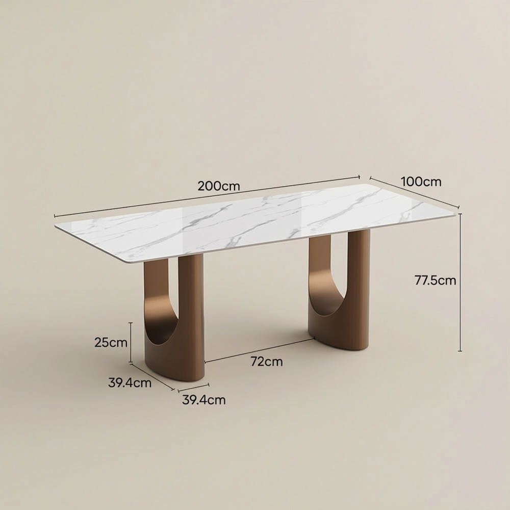 White White Glossy Sintered Stone Dining Tables