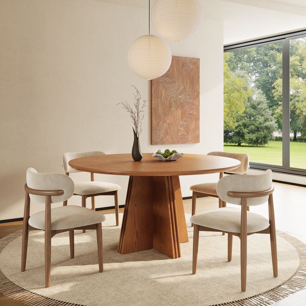 Nordic Style Walnut Color Engineered Wood Dining Tables