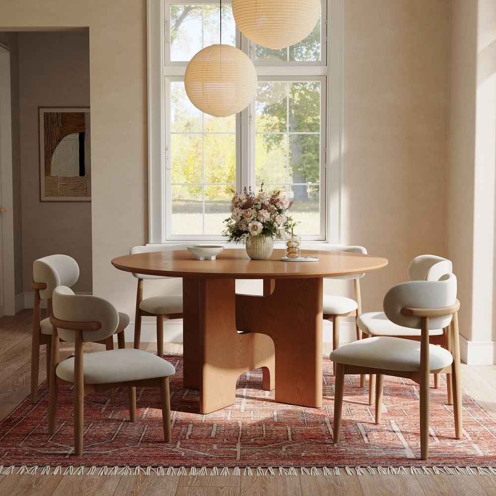 Nordic Style Walnut Color Engineered Wood Dining Tables
