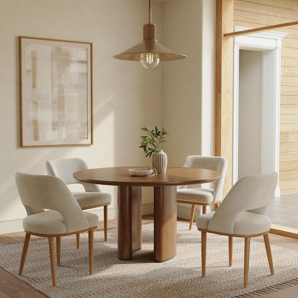 MDF Walnut Color Engineered Wood Dining Tables