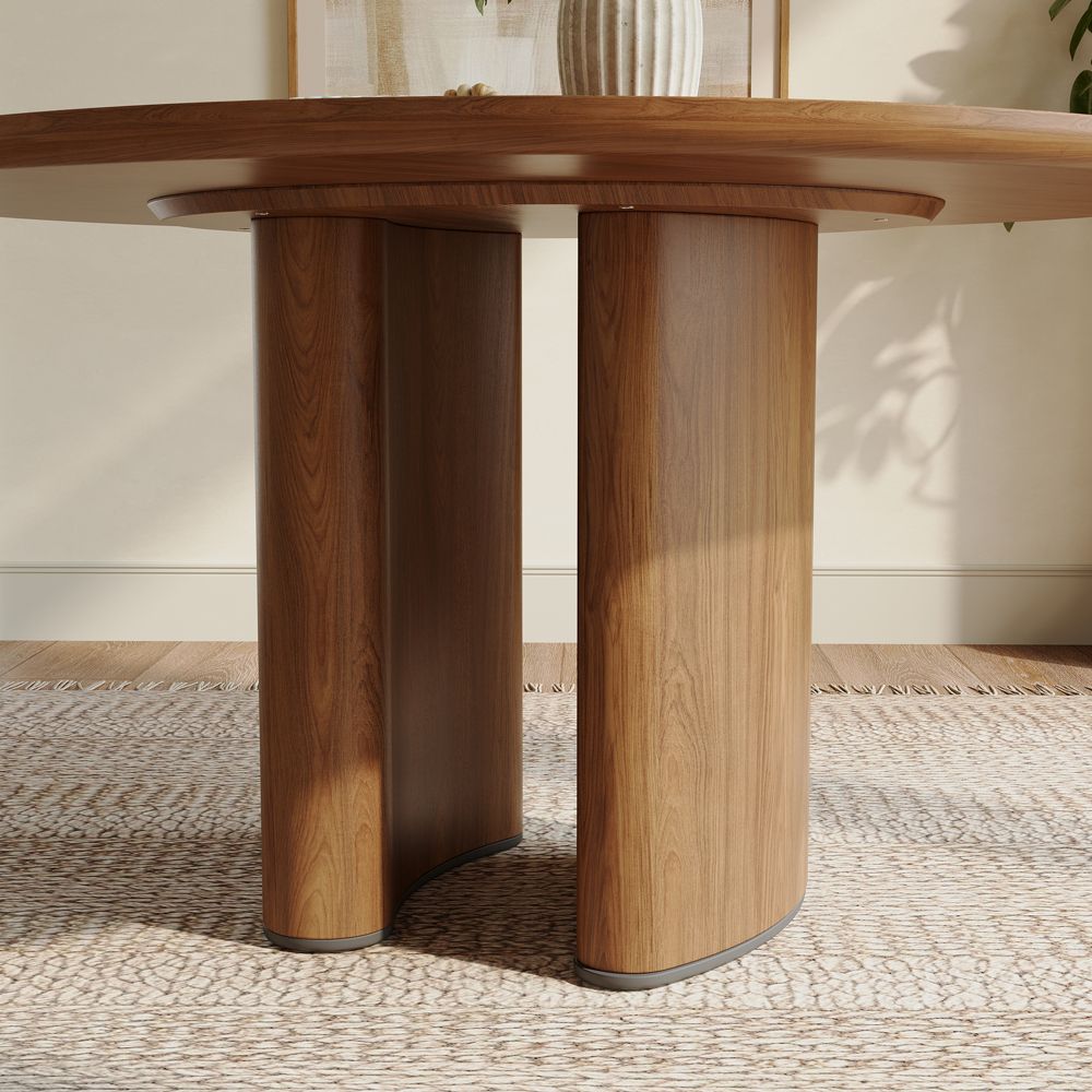 Vintage Walnut Color Engineered Wood Dining Tables