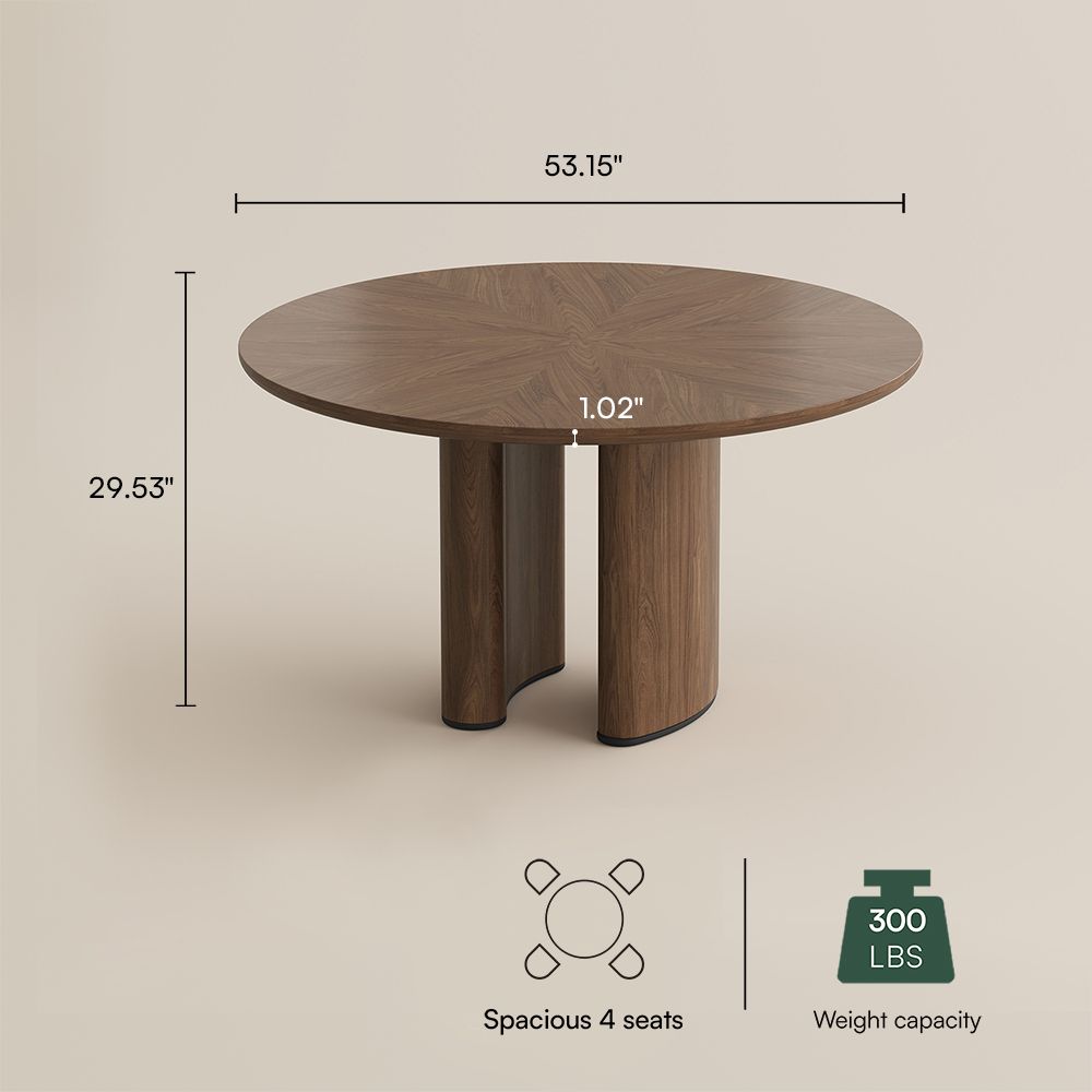 Seats 4 Walnut Color Engineered Wood Dining Tables