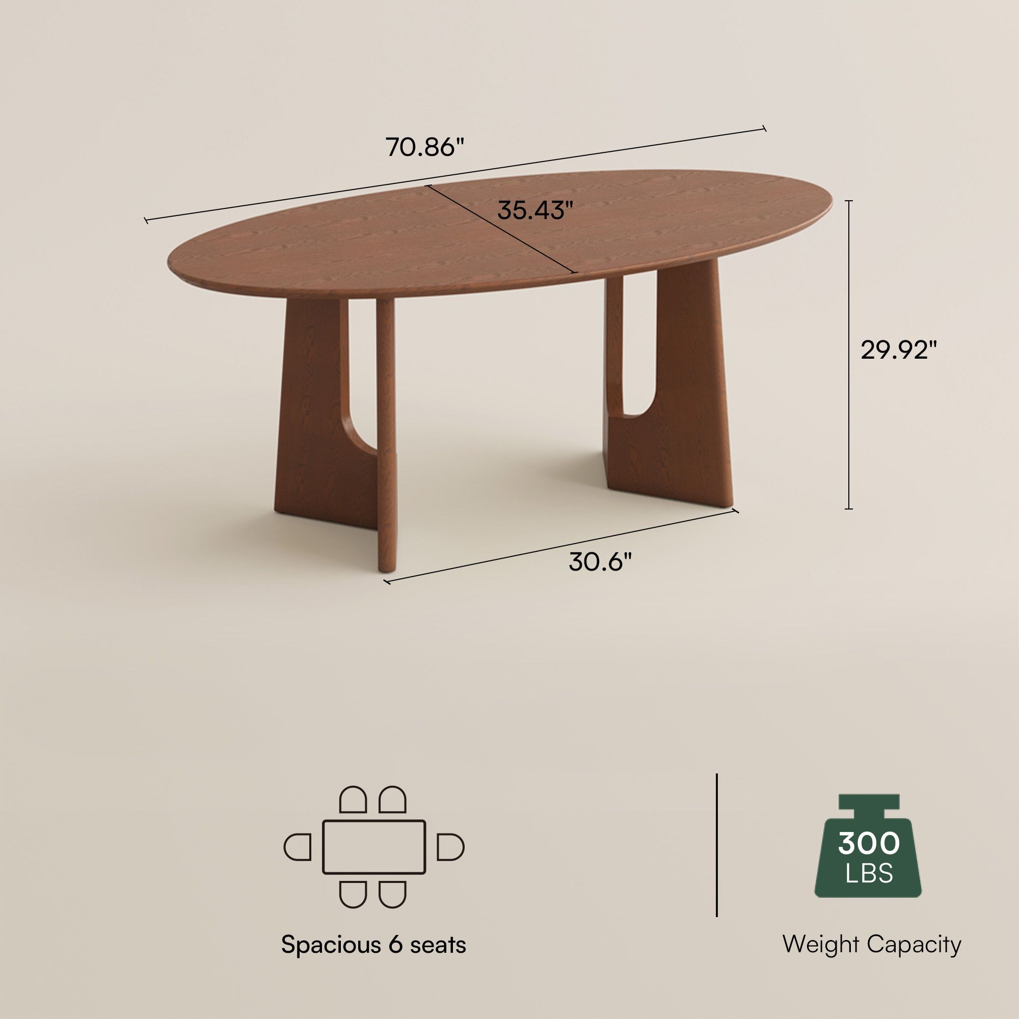 Walnut Color Engineered Wood Dining Tables