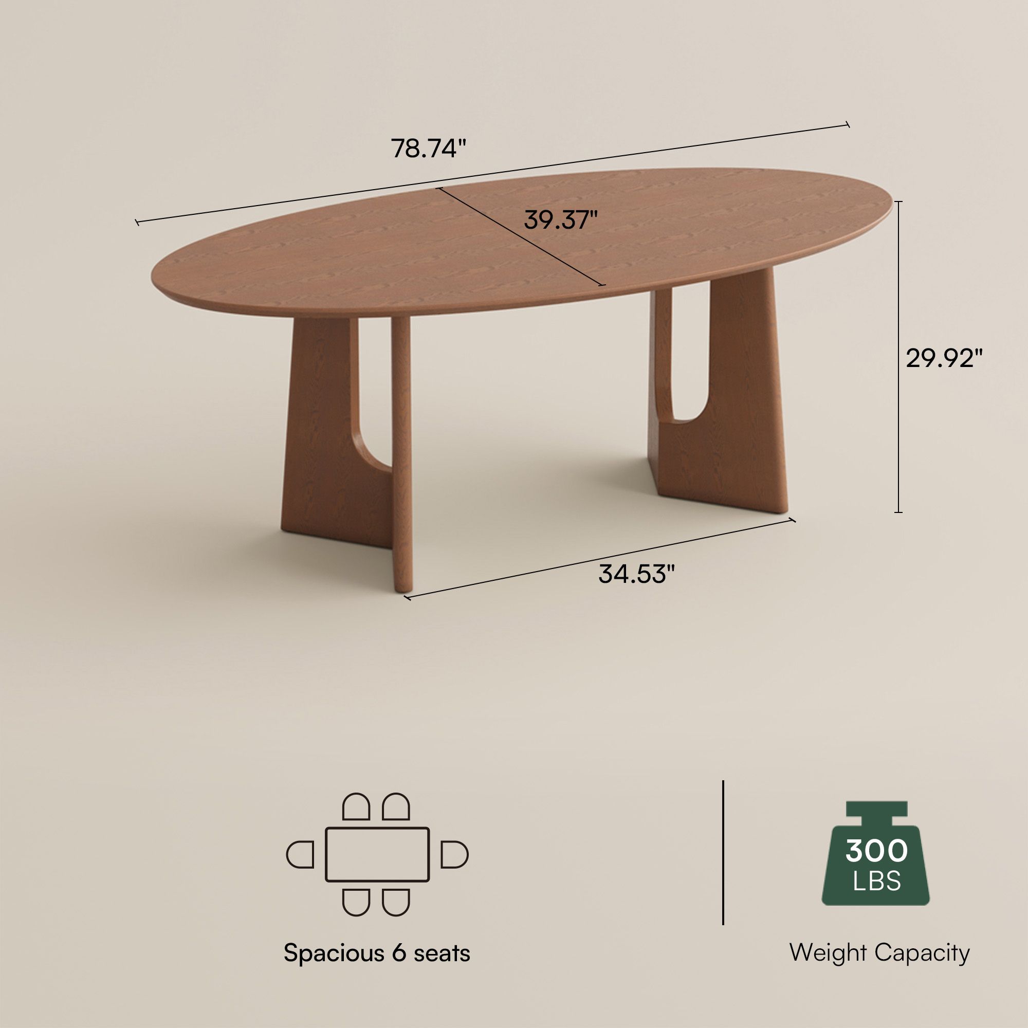 Mid Century Modern Walnut Color Engineered Wood Dining Tables