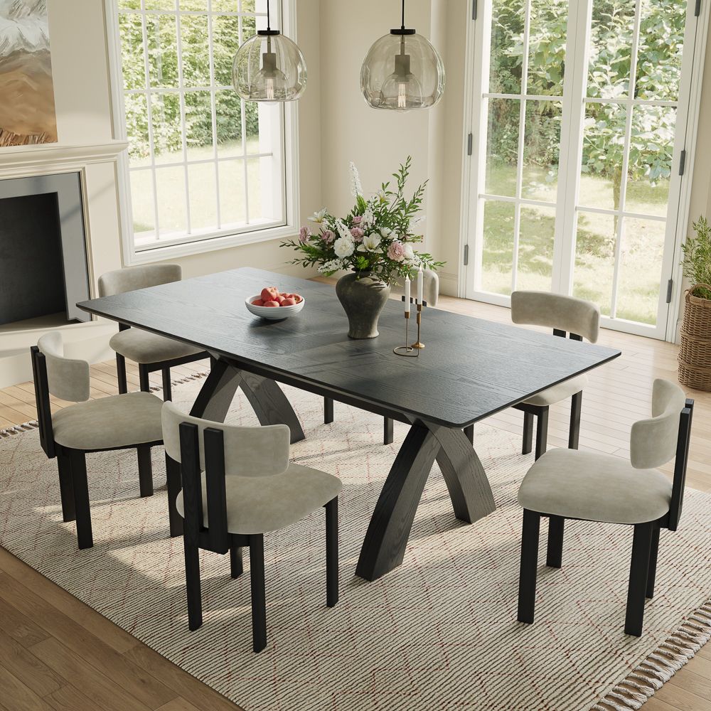 Wood Color Black Engineered Wood Dining Tables