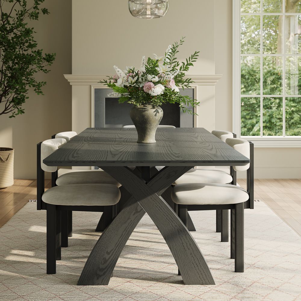 X-Shape Black Engineered Wood Dining Tables