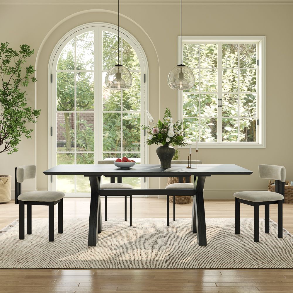 MDF Black Engineered Wood Dining Tables