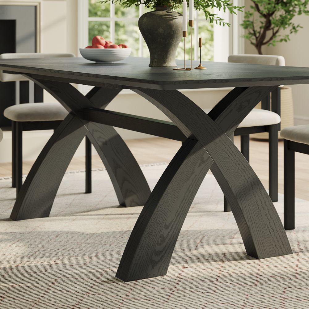 Seats 6 Black Engineered Wood Dining Tables
