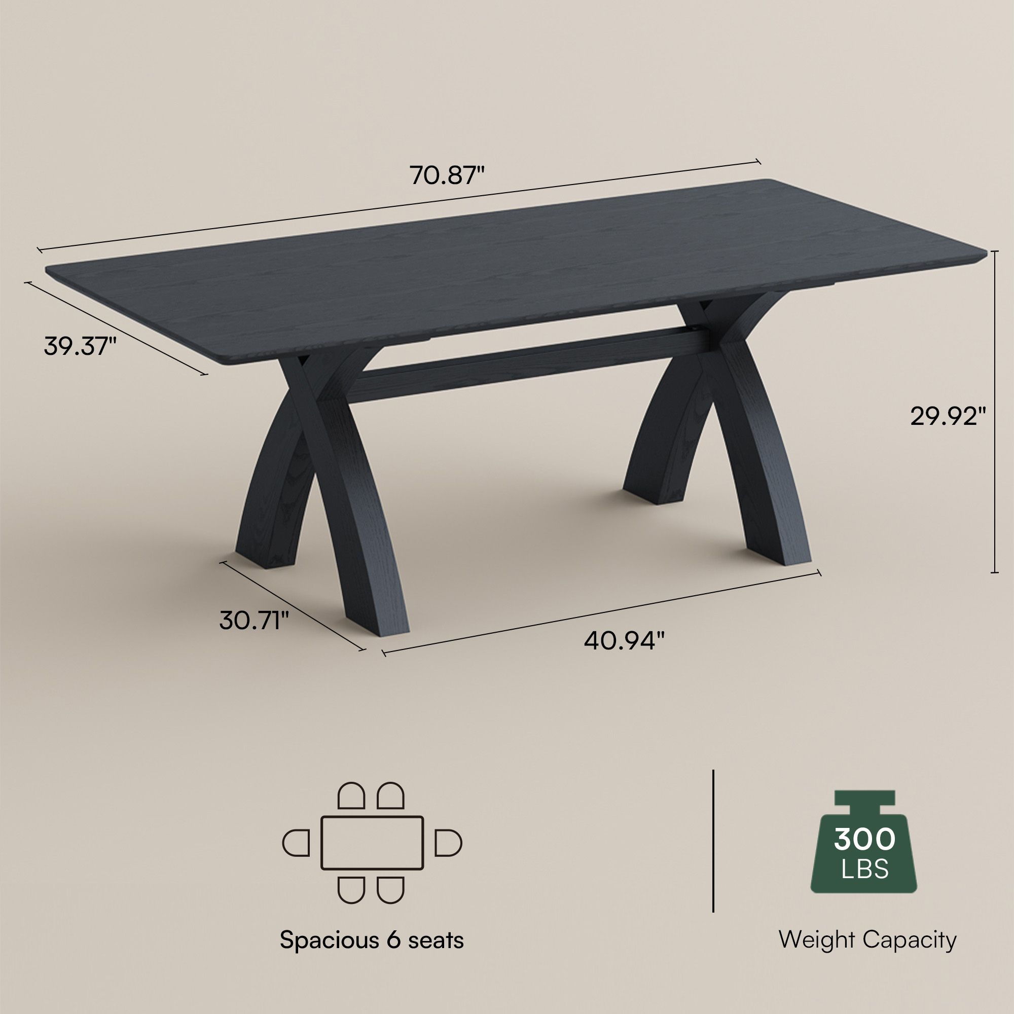 Two-piece Black Engineered Wood Dining Tables
