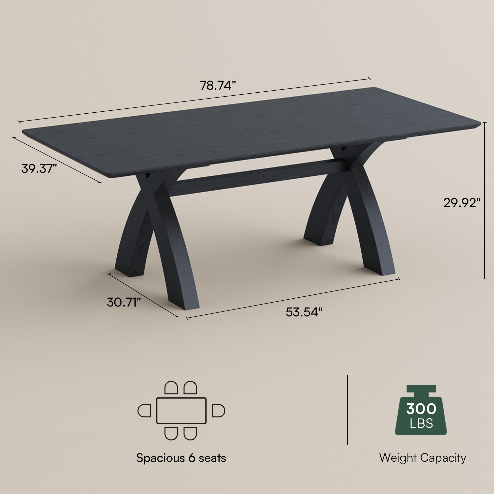 Walnut Color Black Engineered Wood Dining Tables