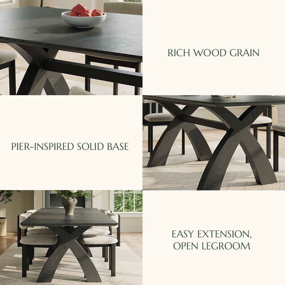 Ash Wood Black Engineered Wood Dining Tables