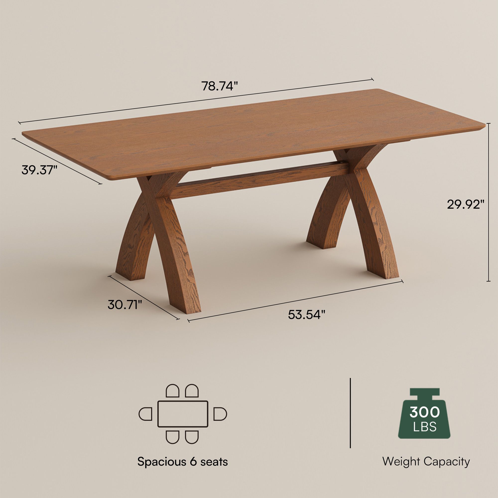 Kitchen Walnut Color Engineered Wood Dining Tables