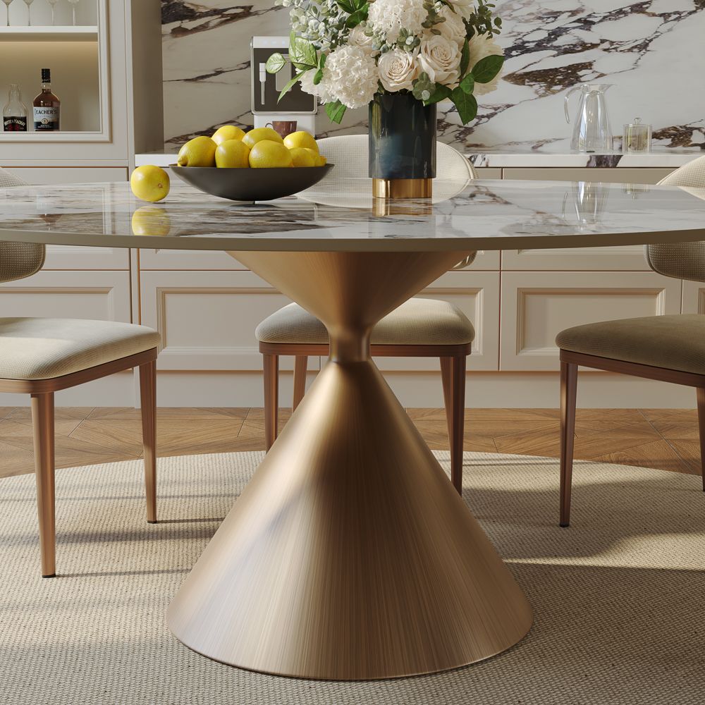 White Pandora Glossy Sintered Stone Dining Tables