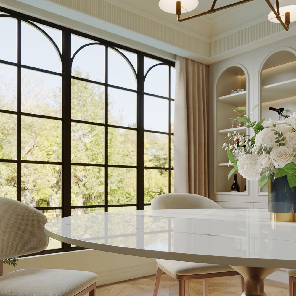 Pet Friendly White Glossy Sintered Stone Dining Tables