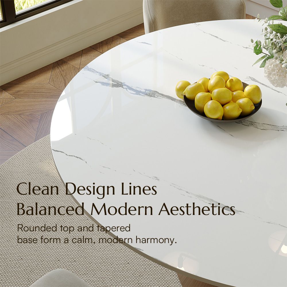 White Glossy Sintered Stone Dining Tables