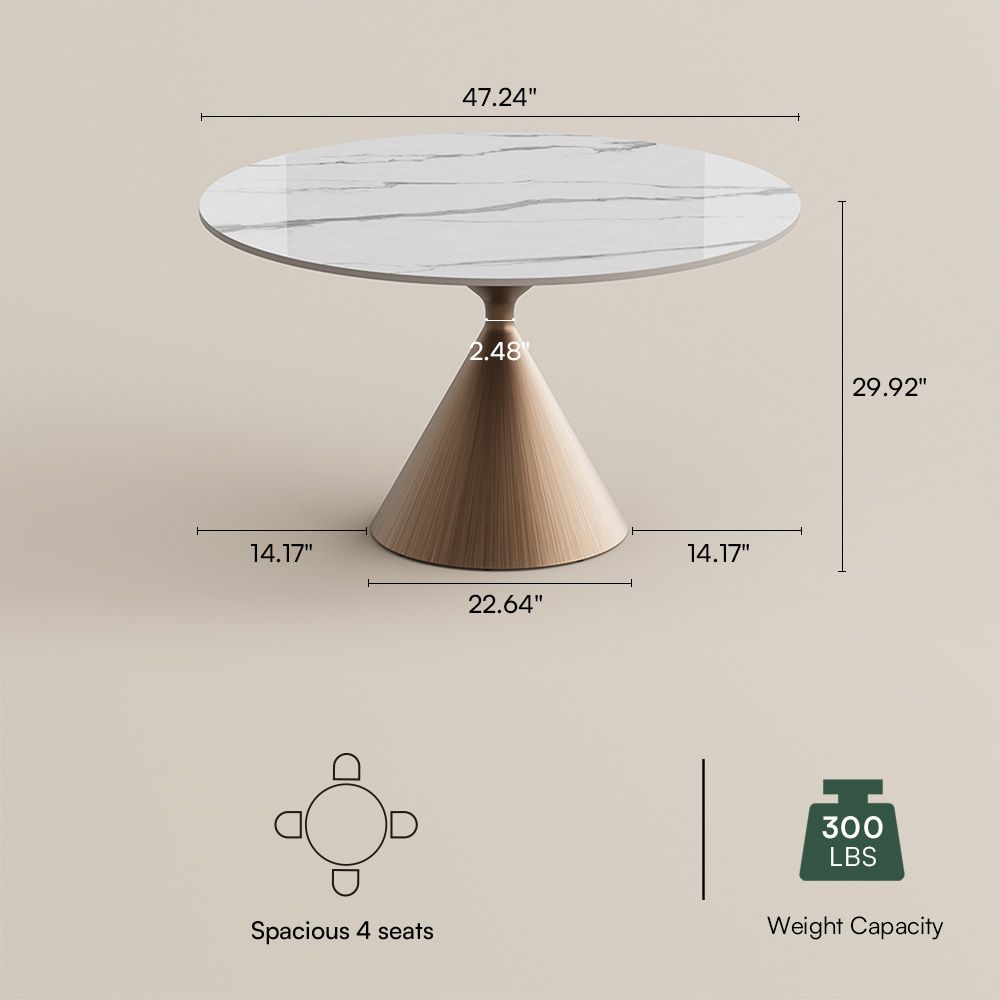 White Glossy Sintered Stone Dining Tables