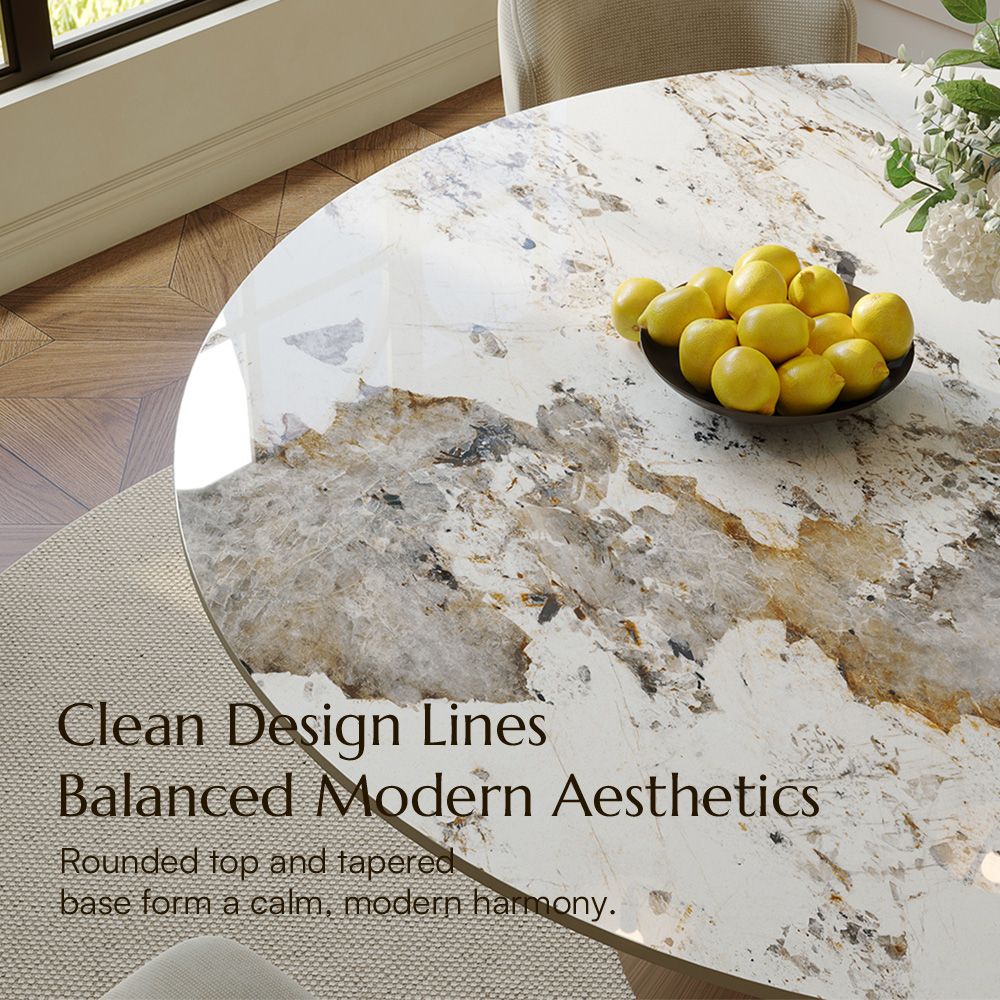 Partial Assembly Required Pandora Glossy Sintered Stone Dining Tables