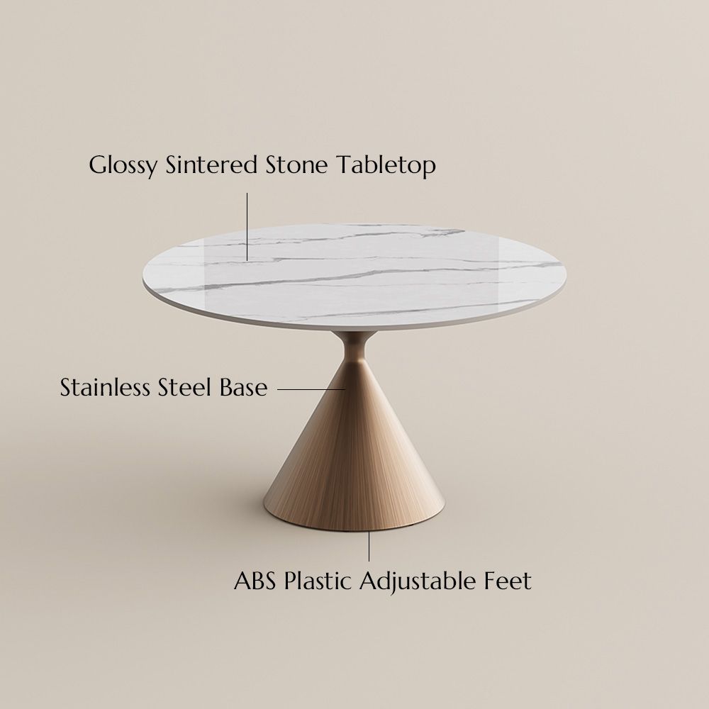 White Glossy Sintered Stone Dining Tables
