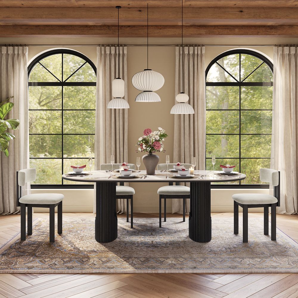Walnut Pandora Glossy Sintered Stone Dining Tables
