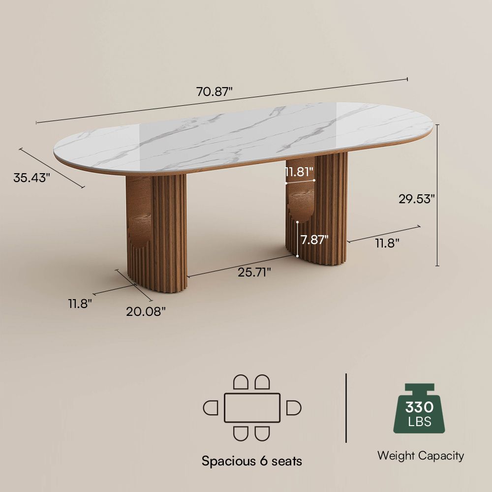 for 6 White Glossy Sintered Stone Dining Tables