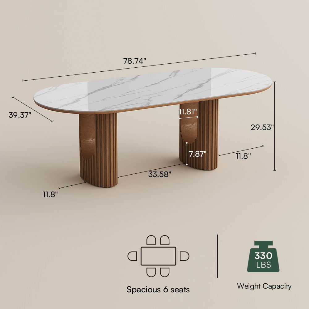 Mid Century Modern White Glossy Sintered Stone Dining Tables