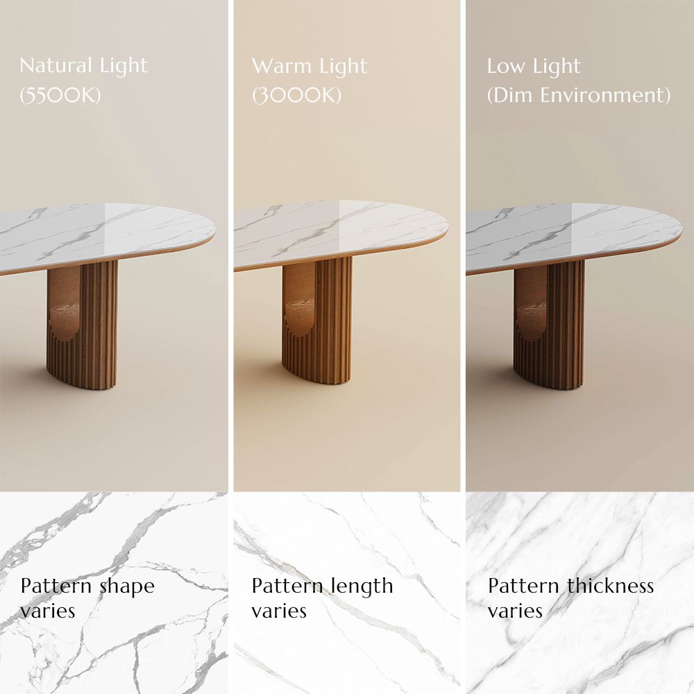 Partial Assembly Required White Glossy Sintered Stone Dining Tables