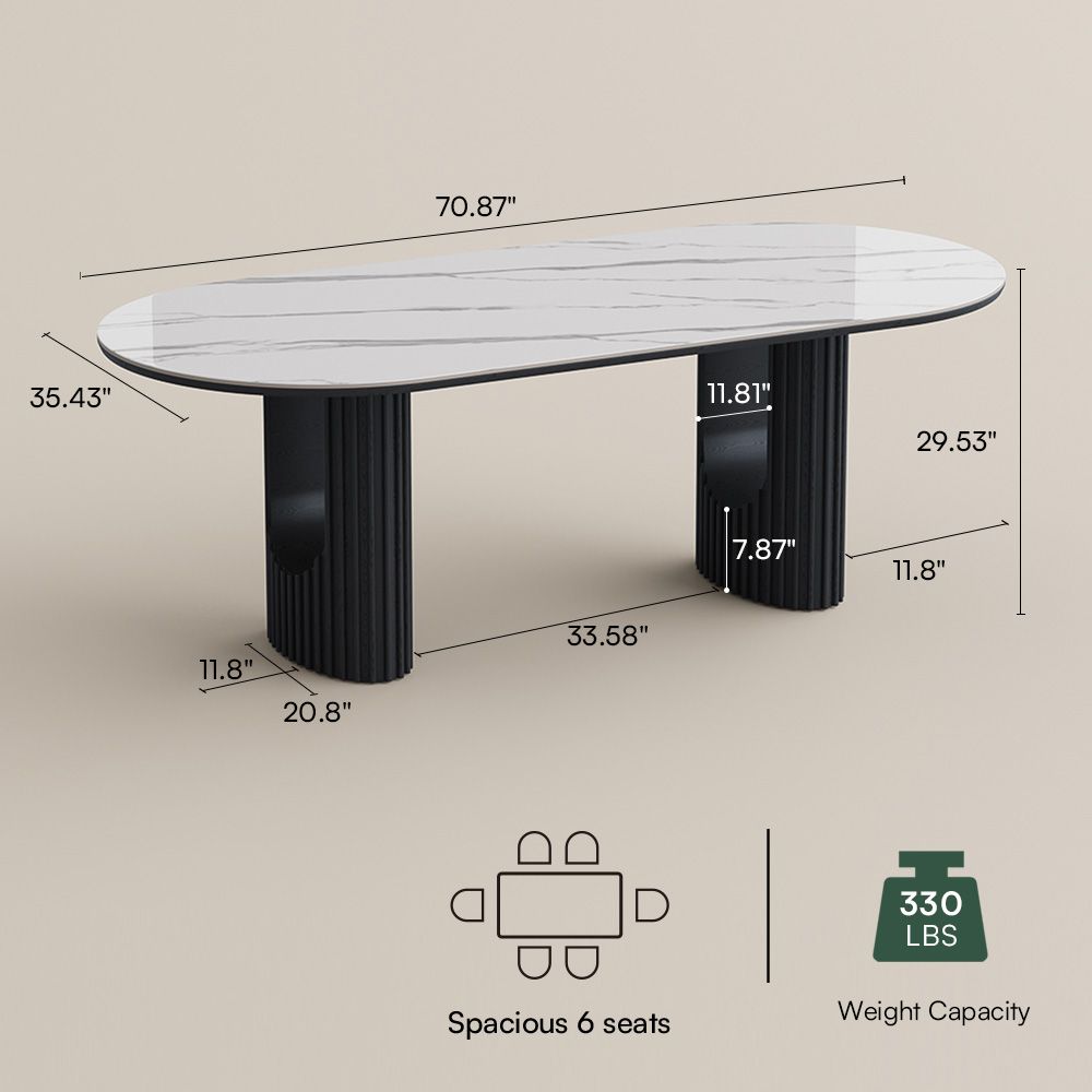 Solid Wood White Glossy Sintered Stone Dining Tables