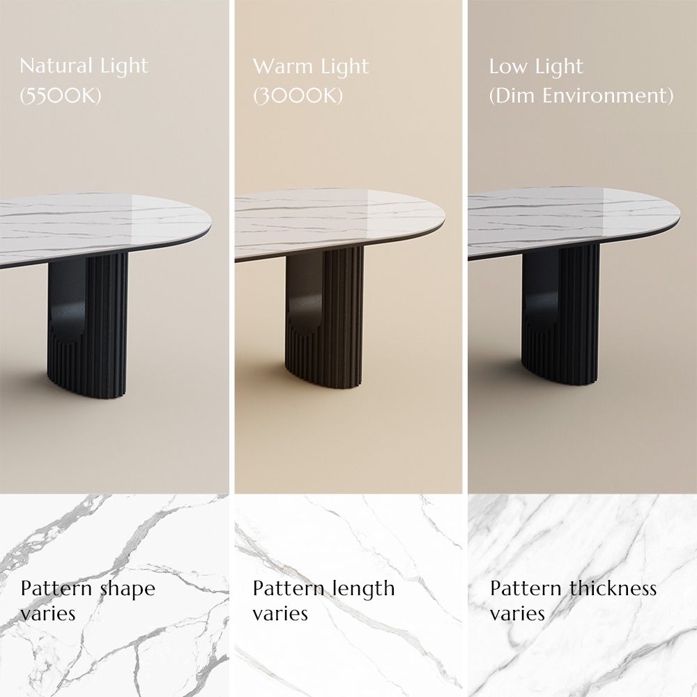 Seats 6 White Glossy Sintered Stone Dining Tables