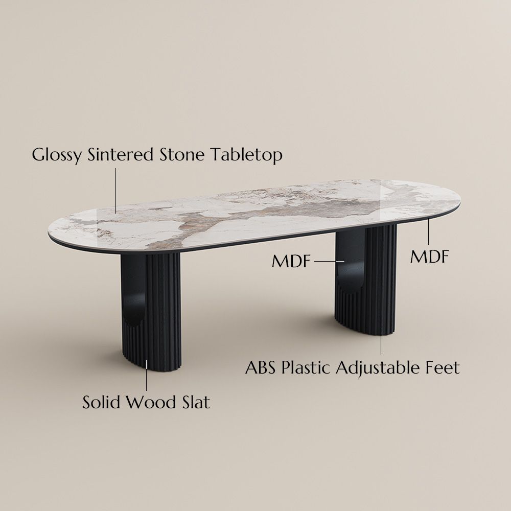 Seats 6 Pandora Glossy Sintered Stone Dining Tables