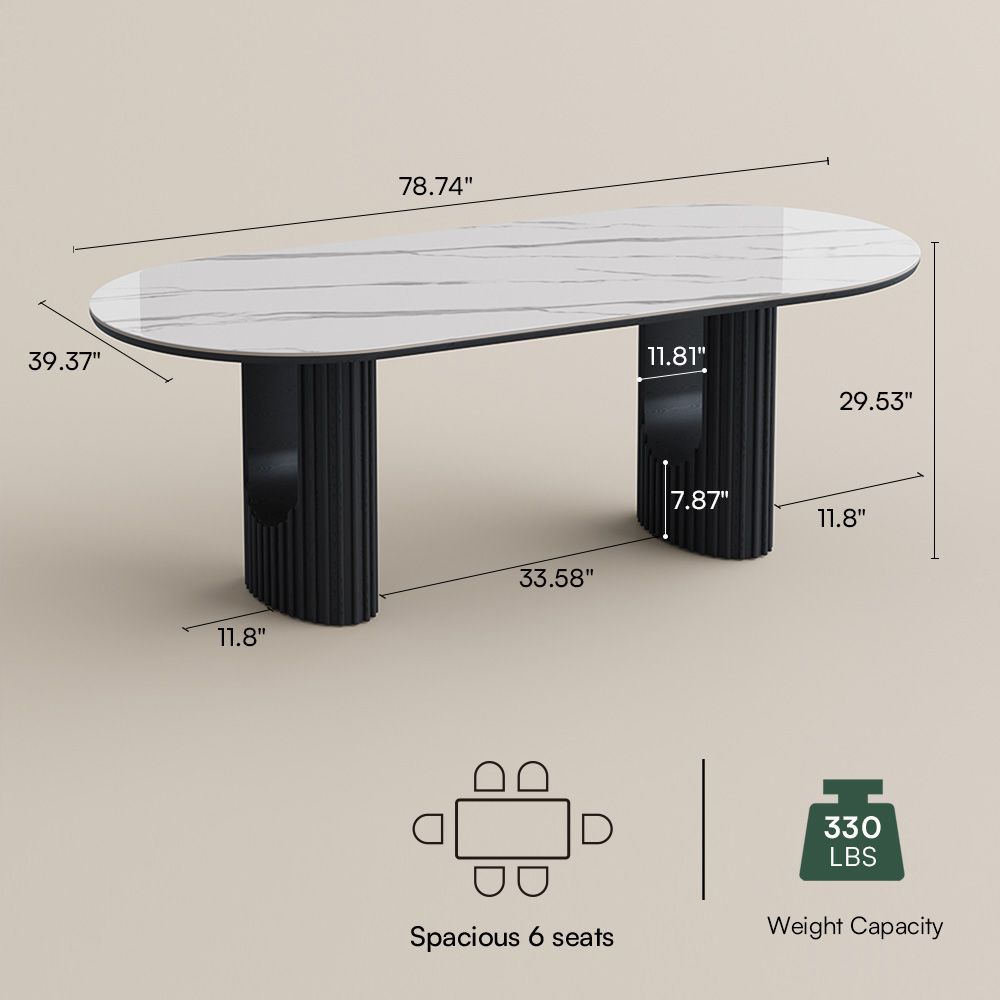 Solid Wood White Glossy Sintered Stone Dining Tables