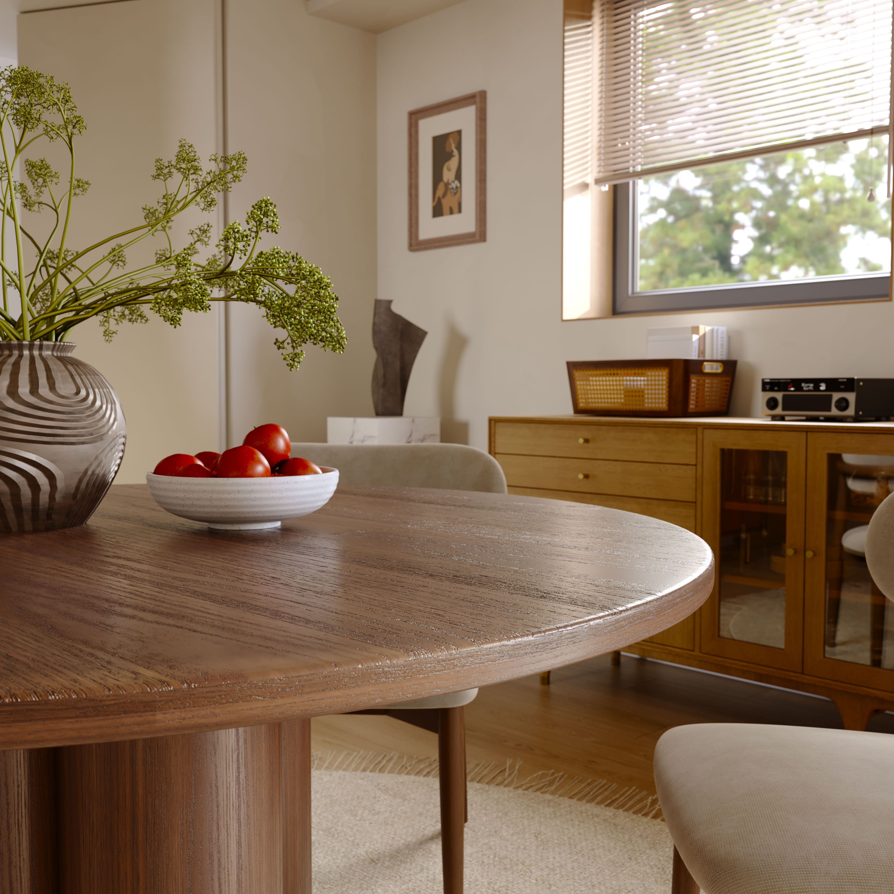 Black Walnut Color Oak Wood Veneer Dining Tables