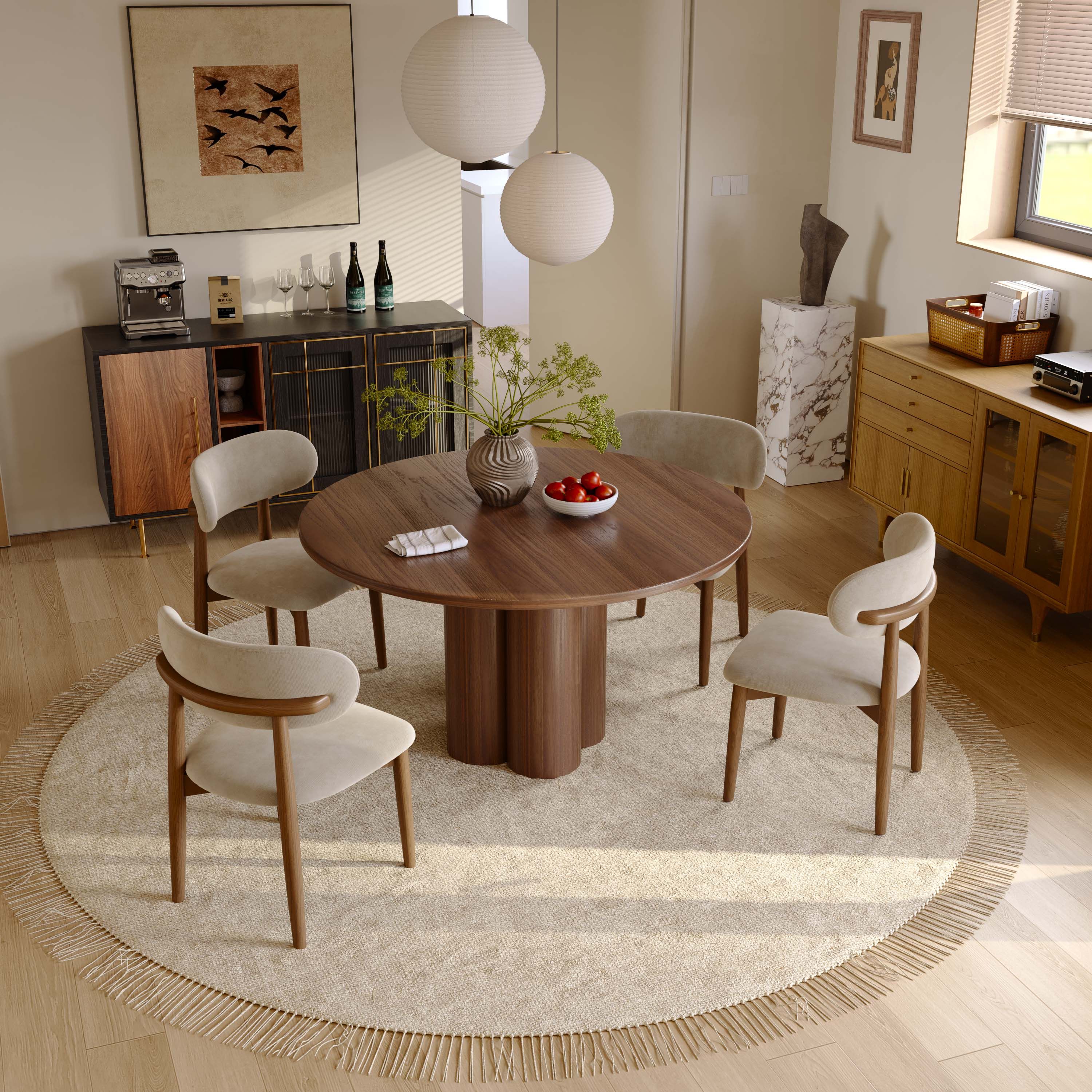 Walnut Walnut Color Oak Wood Veneer Dining Tables