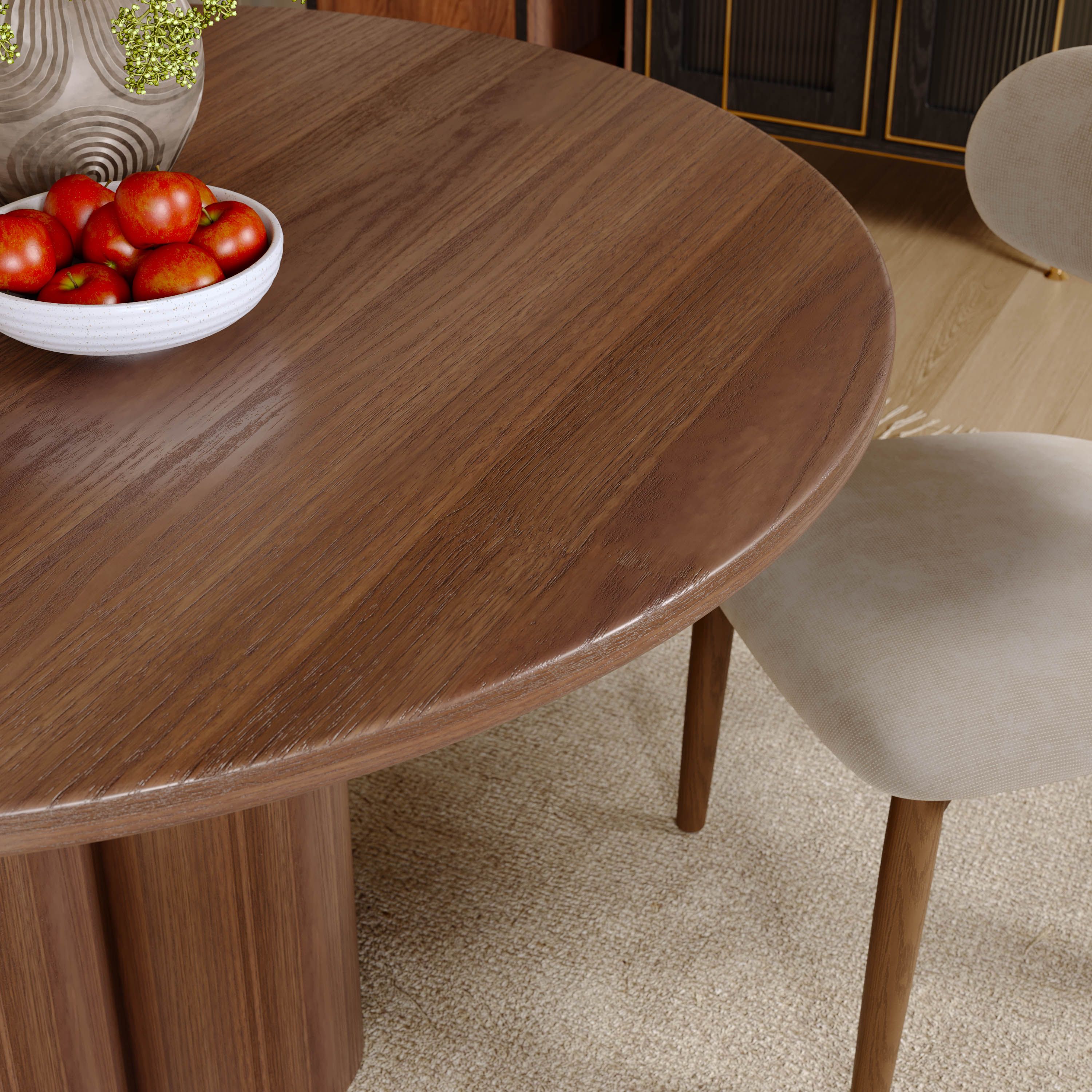Breakfast Nooks Walnut Color Oak Wood Veneer Dining Tables