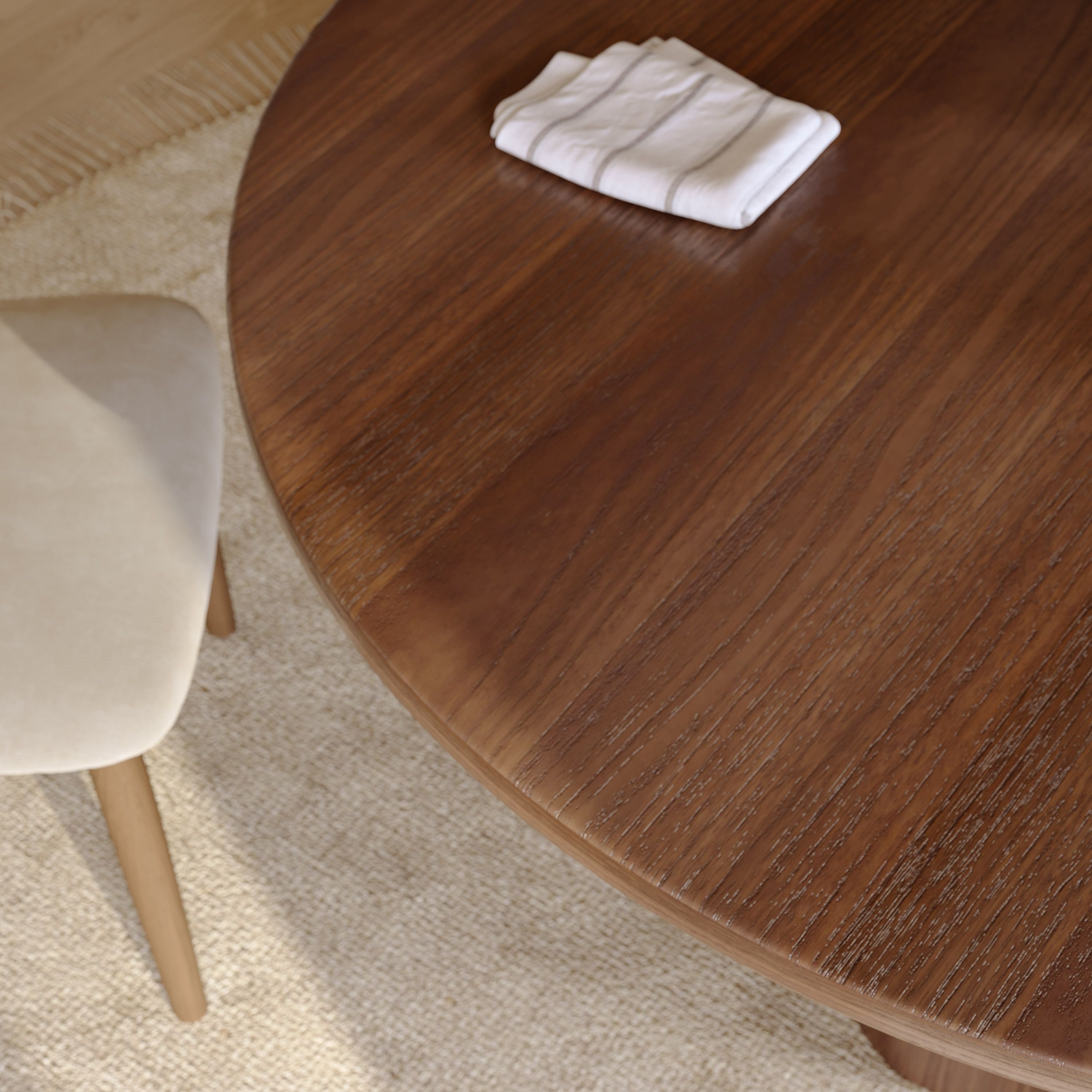 Partial Assembly Required Walnut Color Oak Wood Veneer Dining Tables