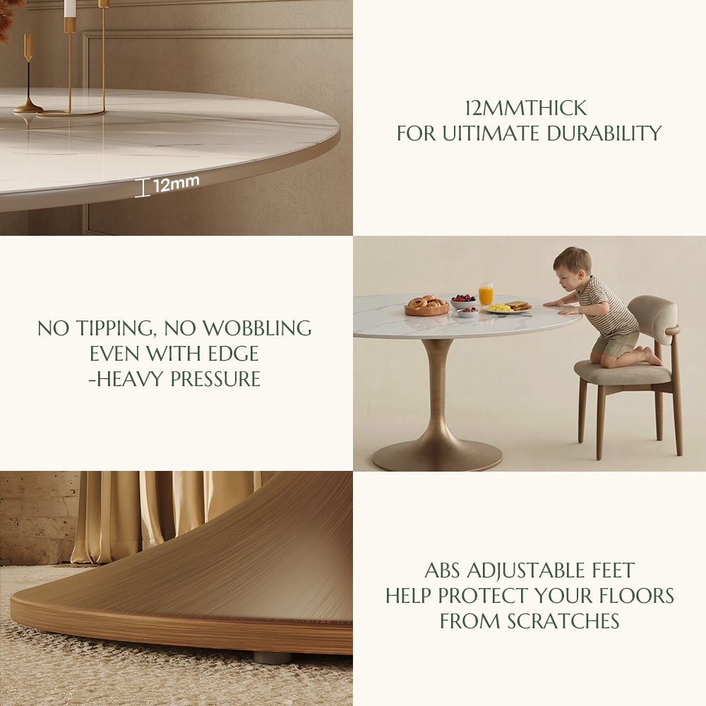 Living Room White Glossy Sintered Stone Dining Tables