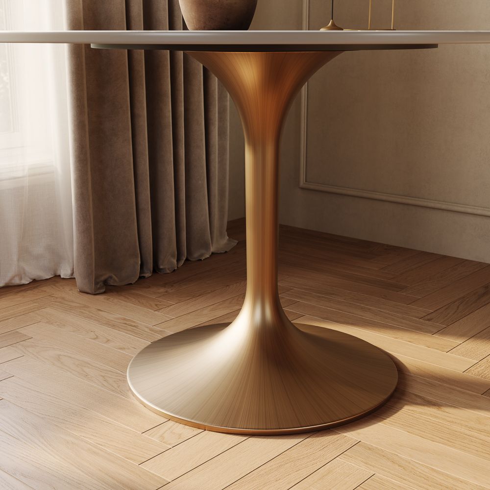 Bronze White Glossy Sintered Stone Dining Tables