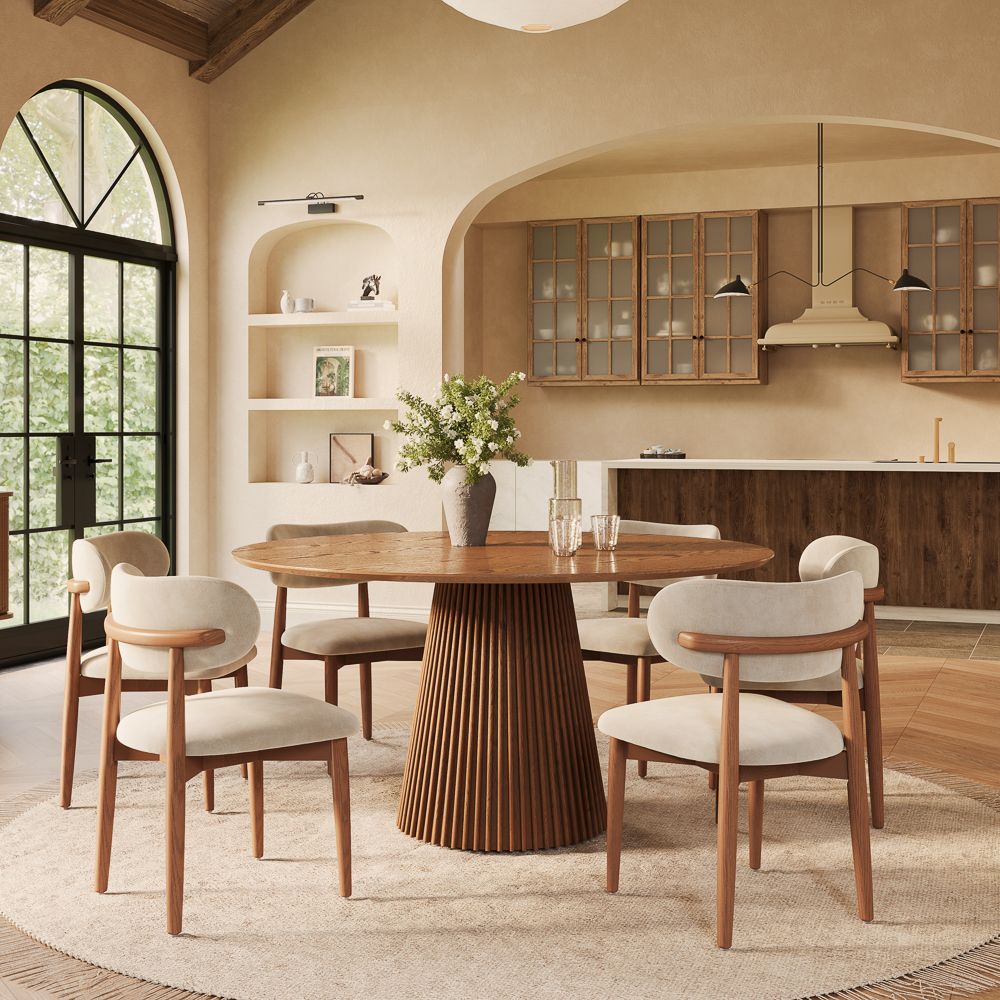 Breakfast Nooks Walnut Color Plywood Dining Tables