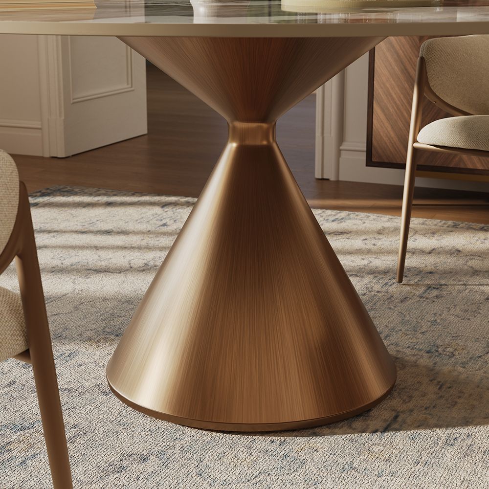 Seats 6 White Glossy Sintered Stone Dining Tables