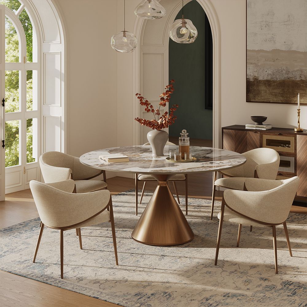 Partial Assembly Required Pandora Glossy Sintered Stone Dining Tables