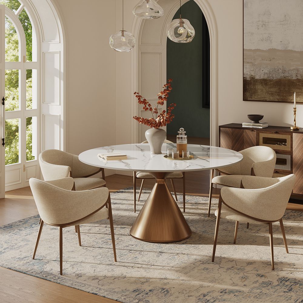 New White Glossy Sintered Stone Dining Tables